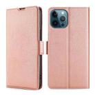 For iPhone 13 Pro Ultra-thin Voltage Side Buckle PU + TPU Horizontal Flip Leather Case with Holder & Card Slot (Rose Gold) - 1