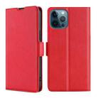 For iPhone 13 Pro Max Ultra-thin Voltage Side Buckle PU + TPU Horizontal Flip Leather Case with Holder & Card Slot (Red) - 1