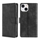 For iPhone 13 Skin Feel Crocodile Texture Magnetic Clasp Horizontal Flip PU Leather Case with Holder & Card Slots & Wallet(Black) - 1