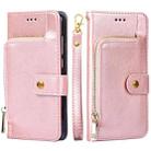 For iPhone 13 Zipper Bag PU + TPU Horizontal Flip Leather Case with Holder & Card Slot & Wallet & Lanyard(Rose Gold) - 1