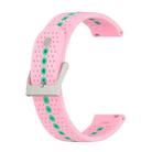 22mm Universal Colorful Hole Silicone Watch Band(Pink Mint Green) - 1