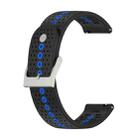 22mm Universal Colorful Hole Silicone Watch Band(Black Blue) - 1