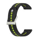 22mm Universal Colorful Hole Silicone Watch Band(Black Lime Green) - 1