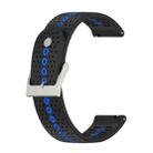 20mm Universal Colorful Hole Silicone Watch Band(Black Blue) - 1