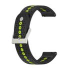 20mm Universal Colorful Hole Silicone Watch Band(Black Lime Green) - 1
