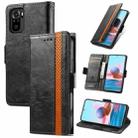 For Xiaomi Redmi Note 10 CaseNeo Business Splicing Dual Magnetic Buckle Horizontal Flip PU Leather Case with Holder & Card Slots & Wallet(Black) - 1