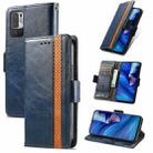 For Xiaomi Redmi Note 10 5G CaseNeo Business Splicing Dual Magnetic Buckle Horizontal Flip PU Leather Case with Holder & Card Slots & Wallet(Blue) - 1