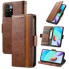 For Xiaomi Redmi 10 CaseNeo Business Splicing Dual Magnetic Buckle Horizontal Flip PU Leather Case with Holder & Card Slots & Wallet(Brown) - 1