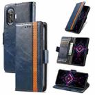 For Xiaomi Redmi K40 Gaming CaseNeo Business Splicing Dual Magnetic Buckle Horizontal Flip PU Leather Case with Holder & Card Slots & Wallet(Blue) - 1