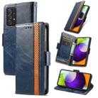 For Samsung Galaxy A52 5G CaseNeo Business Splicing Dual Magnetic Buckle Horizontal Flip PU Leather Case with Holder & Card Slots & Wallet(Blue) - 1