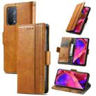 For OPPO A93 5G CaseNeo Business Splicing Dual Magnetic Buckle Horizontal Flip PU Leather Case with Holder & Card Slots & Wallet(Khaki) - 1