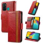 For Infinix Hot 9 CaseNeo Business Splicing Dual Magnetic Buckle Horizontal Flip PU Leather Case with Holder & Card Slots & Wallet(Red) - 1