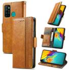 For Infinix Hot 9 CaseNeo Business Splicing Dual Magnetic Buckle Horizontal Flip PU Leather Case with Holder & Card Slots & Wallet(Khaki) - 1