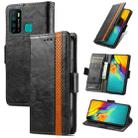 For Infinix Hot 9 CaseNeo Business Splicing Dual Magnetic Buckle Horizontal Flip PU Leather Case with Holder & Card Slots & Wallet(Black) - 1