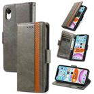 For iPhone XR CaseNeo Business Splicing Dual Magnetic Buckle Horizontal Flip PU Leather Case with Holder & Card Slots & Wallet(Grey) - 1