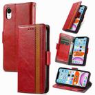 For iPhone XR CaseNeo Business Splicing Dual Magnetic Buckle Horizontal Flip PU Leather Case with Holder & Card Slots & Wallet(Red) - 1