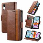 For iPhone XR CaseNeo Business Splicing Dual Magnetic Buckle Horizontal Flip PU Leather Case with Holder & Card Slots & Wallet(Brown) - 1
