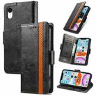 For iPhone XR CaseNeo Business Splicing Dual Magnetic Buckle Horizontal Flip PU Leather Case with Holder & Card Slots & Wallet(Black) - 1