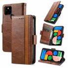 For Google Pixel 5a 5G CaseNeo Business Splicing Dual Magnetic Buckle Horizontal Flip PU Leather Case with Holder & Card Slots & Wallet(Brown) - 1