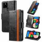 For Google Pixel 5a 5G CaseNeo Business Splicing Dual Magnetic Buckle Horizontal Flip PU Leather Case with Holder & Card Slots & Wallet(Black) - 1