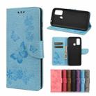 Vintage Embossed Floral Butterfly Pattern Horizontal Flip Leather Case with Card Slot & Holder & Wallet & Lanyard For Wiko Power U30(Blue) - 1