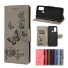 Vintage Embossed Floral Butterfly Pattern Horizontal Flip Leather Case with Card Slot & Holder & Wallet & Lanyard For Wiko Power U30(Grey) - 1