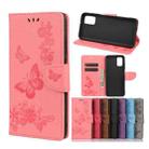 Vintage Embossed Floral Butterfly Pattern Horizontal Flip Leather Case with Card Slot & Holder & Wallet & Lanyard For Xiaomi Redmi 10(Pink) - 1