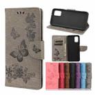 Vintage Embossed Floral Butterfly Pattern Horizontal Flip Leather Case with Card Slot & Holder & Wallet & Lanyard For Xiaomi Redmi 10(Grey) - 1