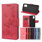 Vintage Embossed Floral Butterfly Pattern Horizontal Flip Leather Case with Card Slot & Holder & Wallet & Lanyard For Xiaomi Redmi 10(Red) - 1