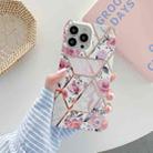Square Mould Shockproof Splicing Flower Pattern Protective Case For iPhone 13 Pro Max(Retro Flowers) - 1