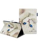 For iPad 10.2 3D Embossing Pattern Horizontal Flip Leather Case with Holder & Card Slots & Wallet(White Cat) - 1