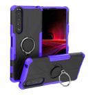 For Sony Xperia 1 III Armor Bear Shockproof PC + TPU Protective Case with Ring Holder(Purple) - 1