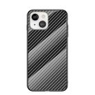 Gradient Carbon Fiber Texture TPU Border Tempered Glass Case For iPhone 13 mini(Black Fiber) - 1