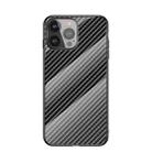 Gradient Carbon Fiber Texture TPU Border Tempered Glass Case For iPhone 13 Pro(Black Fiber) - 1