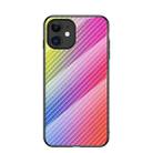 Gradient Carbon Fiber Texture TPU Border Tempered Glass Case For iPhone 12 mini(Colorful Fiber) - 1