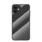 Gradient Carbon Fiber Texture TPU Border Tempered Glass Case For iPhone 12 mini(Black Fiber) - 1