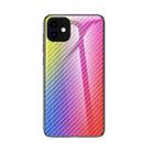 Gradient Carbon Fiber Texture TPU Border Tempered Glass Case For iPhone 11(Colorful Fiber) - 1