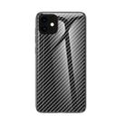 Gradient Carbon Fiber Texture TPU Border Tempered Glass Case For iPhone 11(Black Fiber) - 1
