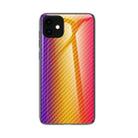 Gradient Carbon Fiber Texture TPU Border Tempered Glass Case For iPhone 11(Gold Fiber) - 1