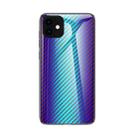 Gradient Carbon Fiber Texture TPU Border Tempered Glass Case For iPhone 11(Blue Fiber) - 1