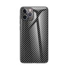 Gradient Carbon Fiber Texture TPU Border Tempered Glass Case For iPhone 11 Pro(Black Fiber) - 1