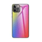 Gradient Carbon Fiber Texture TPU Border Tempered Glass Case For iPhone 11 Pro Max(Colorful Fiber) - 1