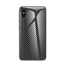 Gradient Carbon Fiber Texture TPU Border Tempered Glass Case For iPhone X / XS(Black Fiber) - 1