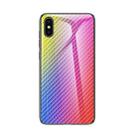 Gradient Carbon Fiber Texture TPU Border Tempered Glass Case For iPhone X / XS(Gold Fiber) - 1