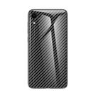 Gradient Carbon Fiber Texture TPU Border Tempered Glass Case For iPhone XR(Black Fiber) - 1