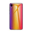 Gradient Carbon Fiber Texture TPU Border Tempered Glass Case For iPhone XR(Gold Fiber) - 1