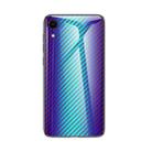 Gradient Carbon Fiber Texture TPU Border Tempered Glass Case For iPhone XR(Blue Fiber) - 1