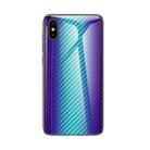 Gradient Carbon Fiber Texture TPU Border Tempered Glass Case For iPhone XS Max(Blue Fiber) - 1