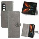 For Samsung Galaxy Z Fold3 5G Embossed Mandala Pattern PC + TPU Horizontal Flip Leather Case with Holder & Card Slots(Grey) - 1