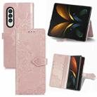 For Samsung Galaxy Z Fold3 5G Embossed Mandala Pattern PC + TPU Horizontal Flip Leather Case with Holder & Card Slots(Rose Gold) - 1